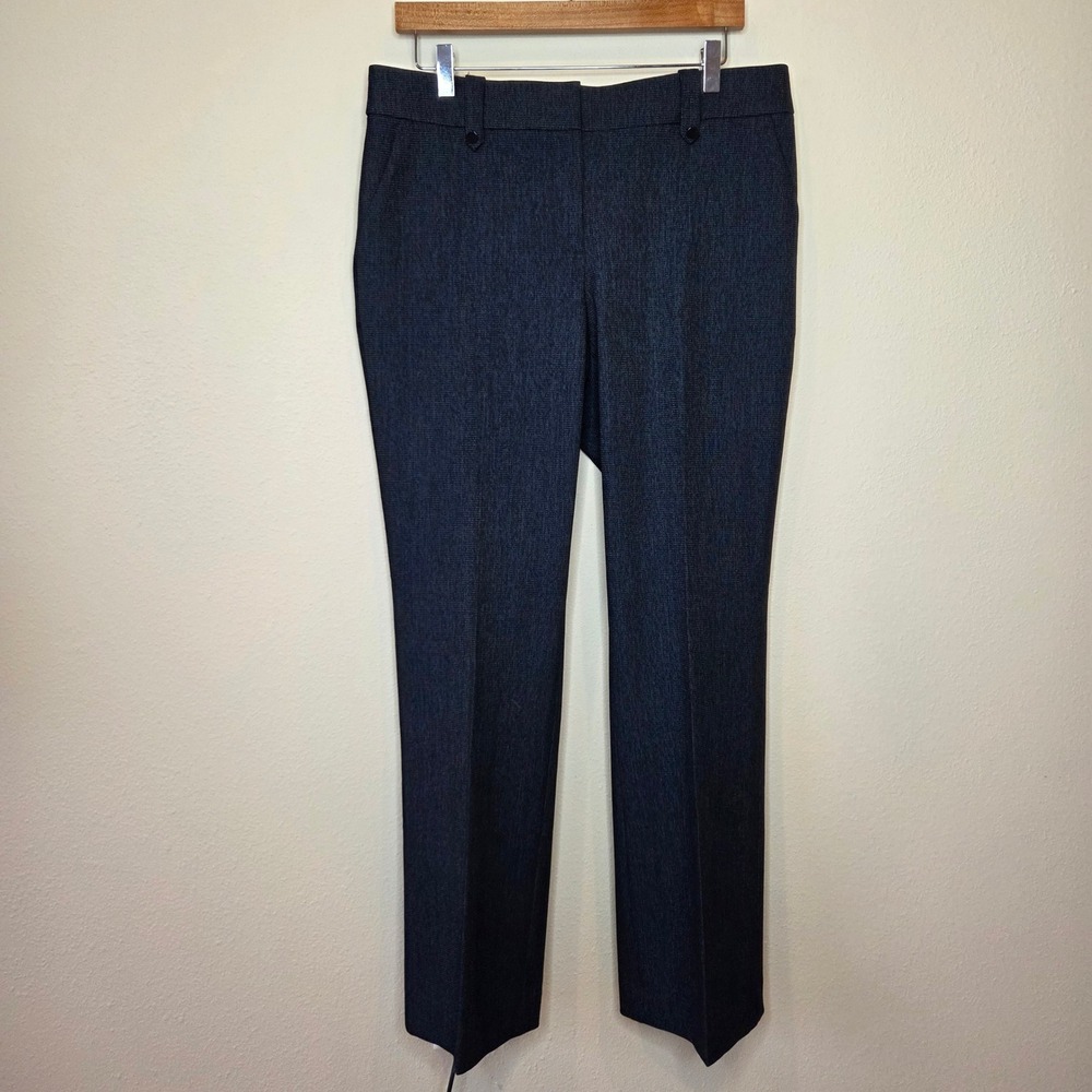 Like New LOFT Julie Trouser Pants Navy Blue Textured Straight Leg Womens Size 10